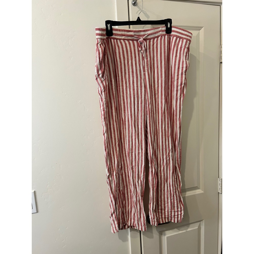 Old Navy Womens XL Striped Linen Blend Drawstring Casual Pants